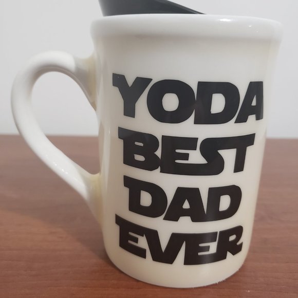 Baby Yoda Mug Yoda Best Dad Ever With Lid Cream Colour - Picture 1 of 8